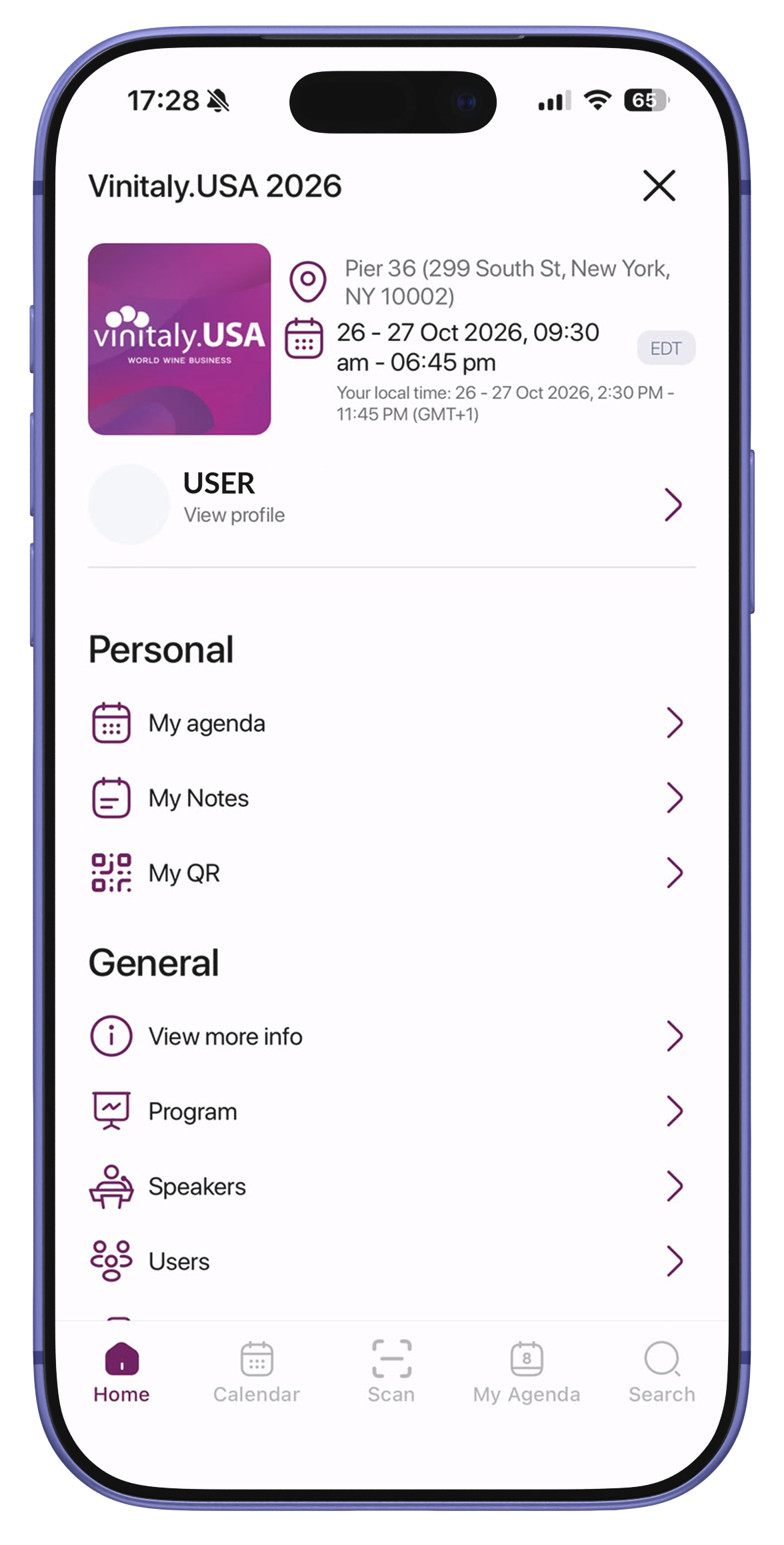 Vinitaly.USA App Menu
