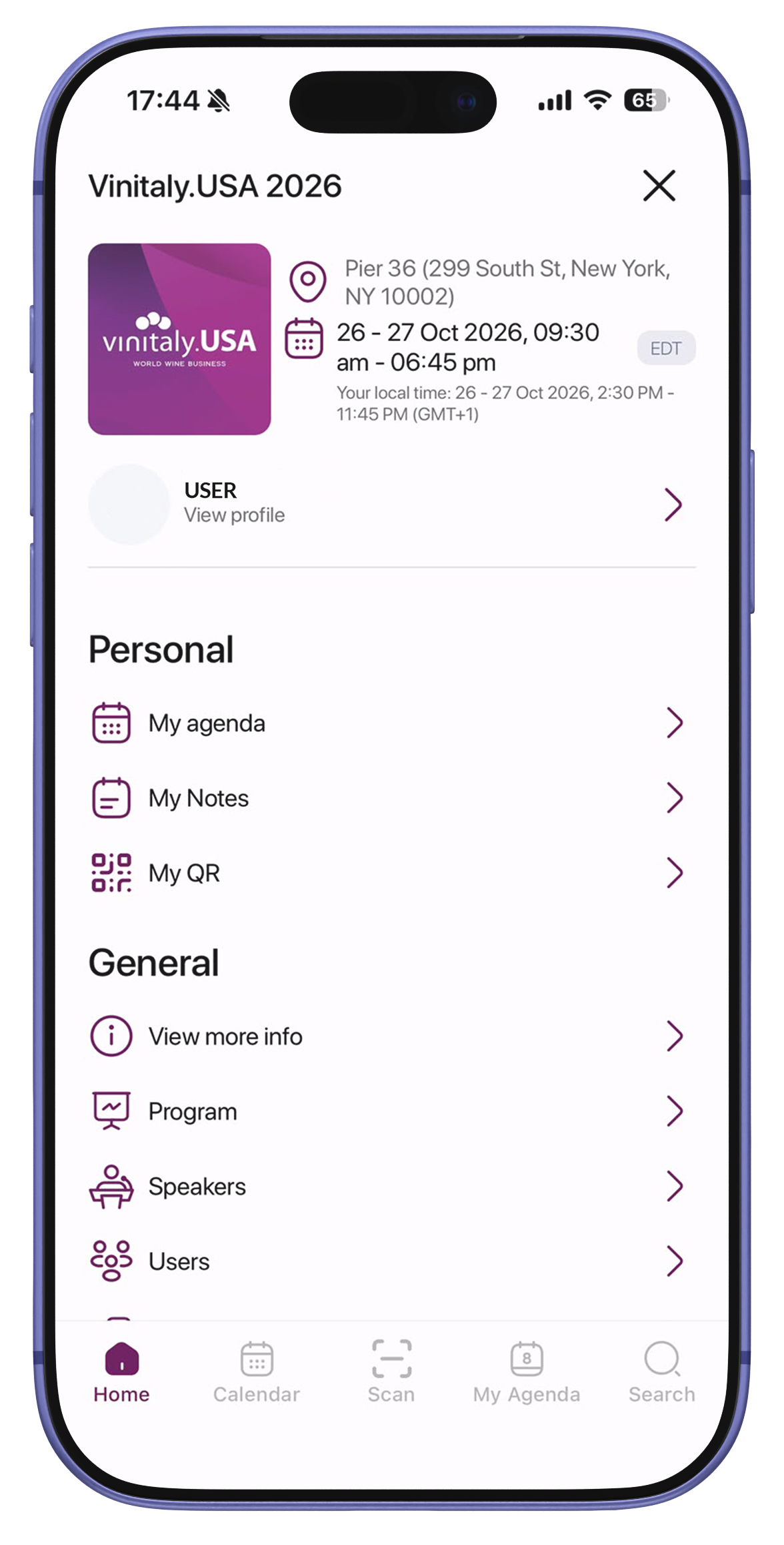 Vinitaly.USA App Menu